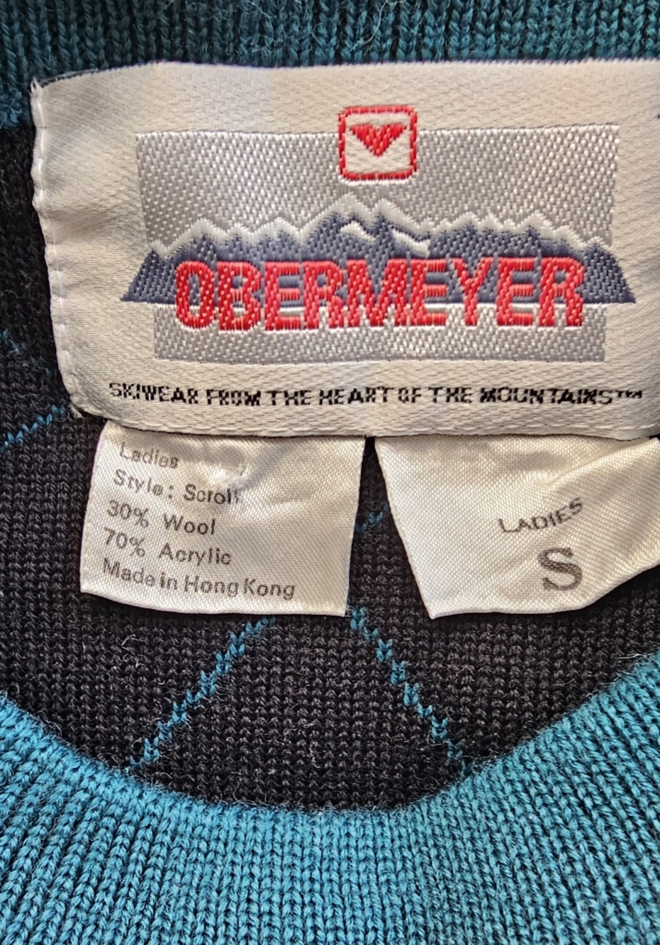 Obermeyer Vintage 90s Wool Blend Ski Sweater Womens S Rare Alpine Gorpcore Knit - Picture 3 of 7